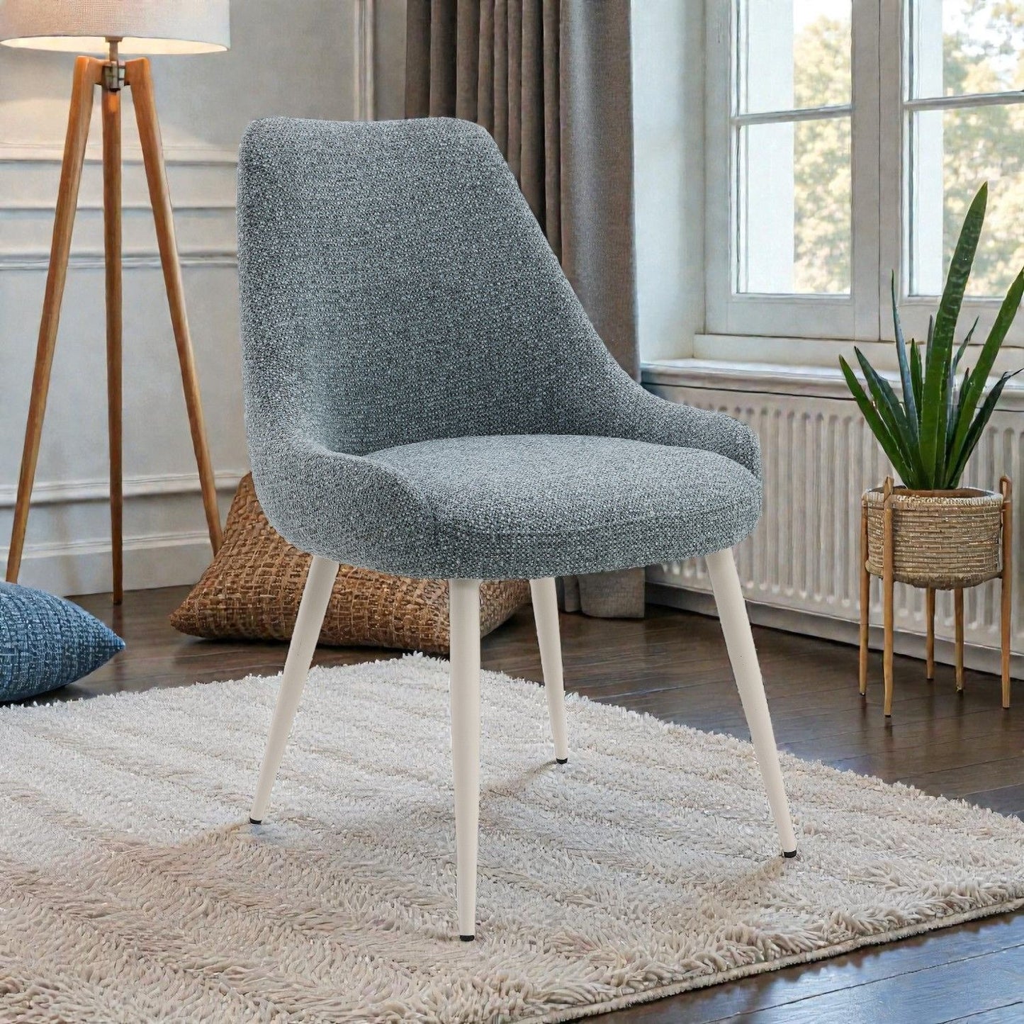 Laela - Silla auxiliar de mesa Boucle Bone - Azul claro