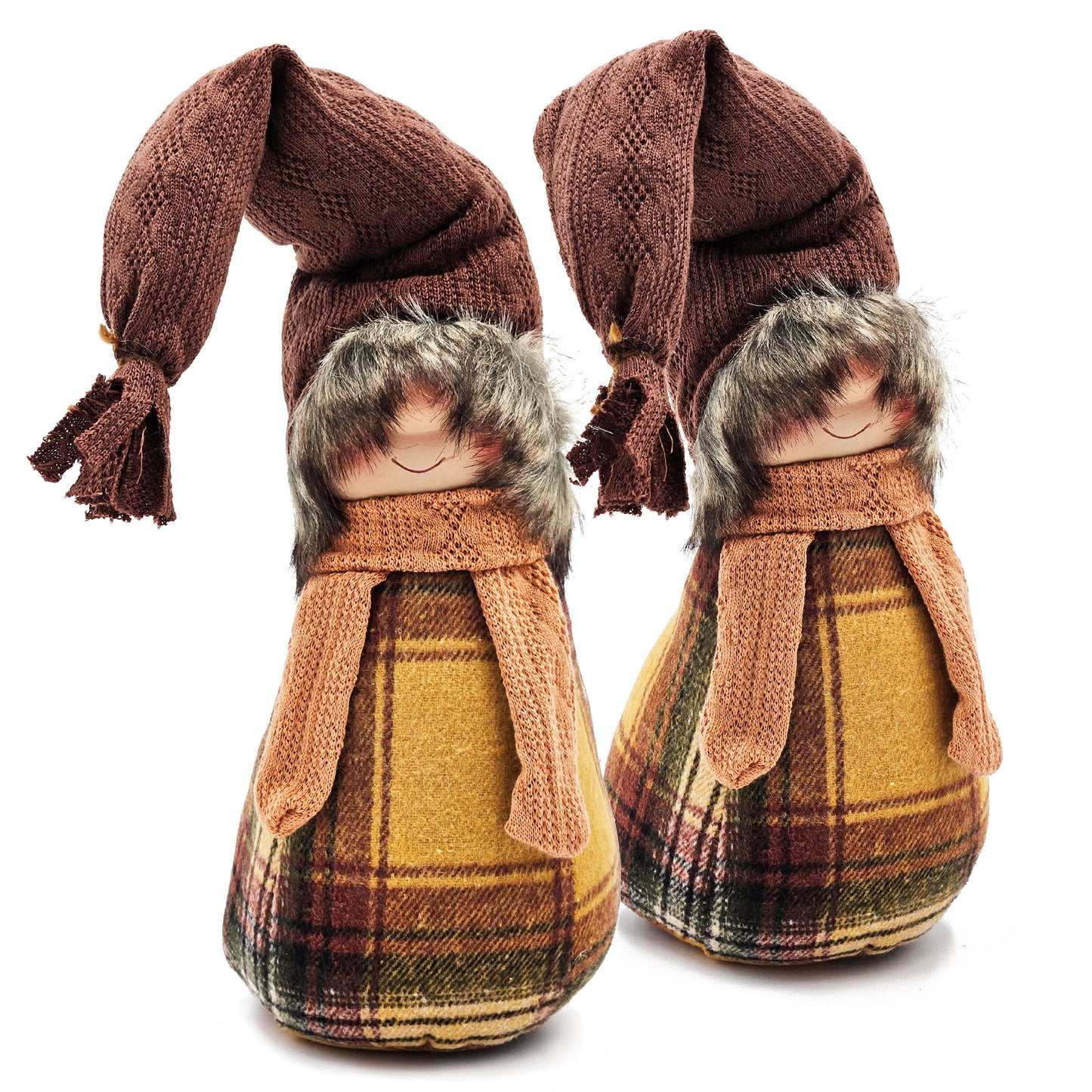 Gnomos decorativos para la mesa de Acción de Gracias (juego de 2) - Marrón/Amarillo