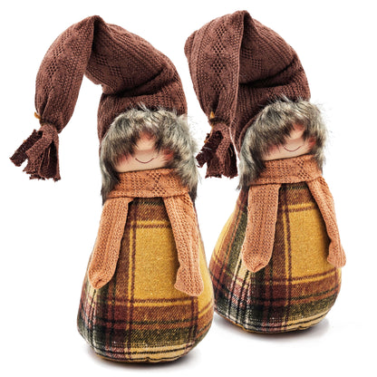 Gnomos decorativos para la mesa de Acción de Gracias (juego de 2) - Marrón/Amarillo