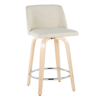 Toriano - Contemporary Fixed Height Counter Stool Swivel With Round Footrest (Set of 2)