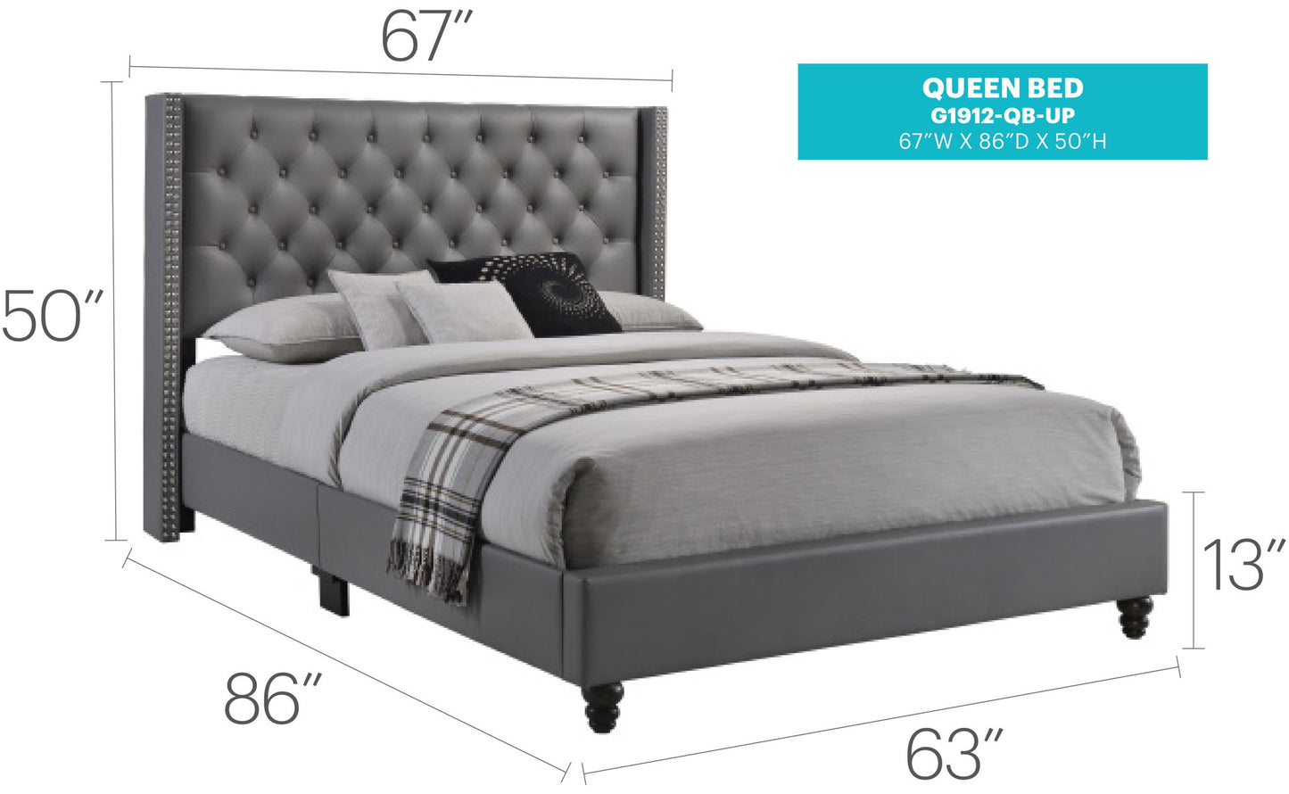 Nailhead Bed Transitional Vibrant