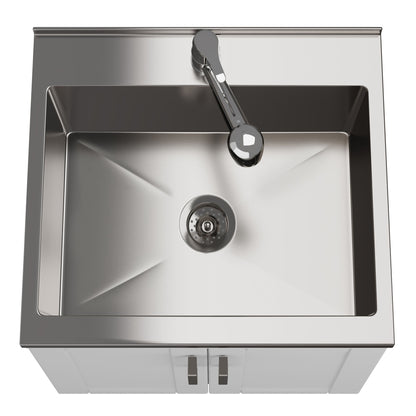 Kyle - Mueble de lavandería, grifo y fregadero de acero inoxidable