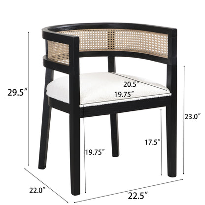Contemporary Dining Chair Set With Rattan Backrest