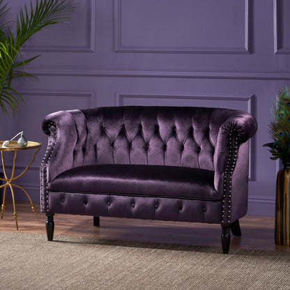 Antique Chesterfield Style Loveseat With Button Tufting