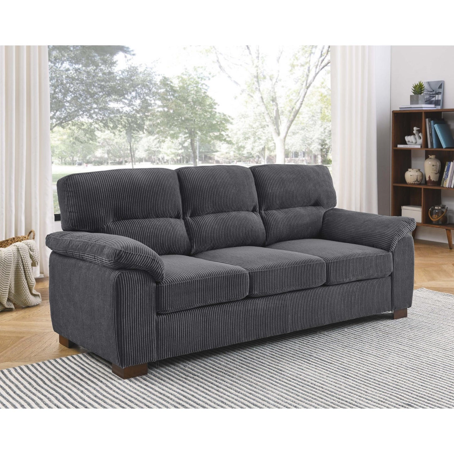 Vintage Inspired 3 Seat Sofa With Tufted Cushions