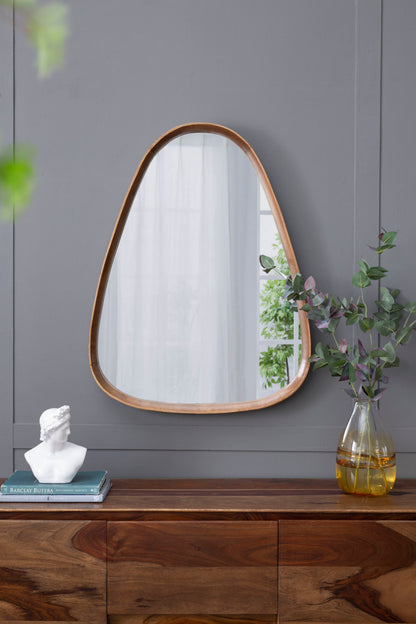 Irrgeular Mirror With Frame, Wall Mirror For Living Room Bathroom Entryway - Brown