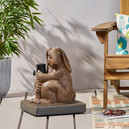 Hand Crafted Rabbit Umbrella Base With Playful Design - Light Brown