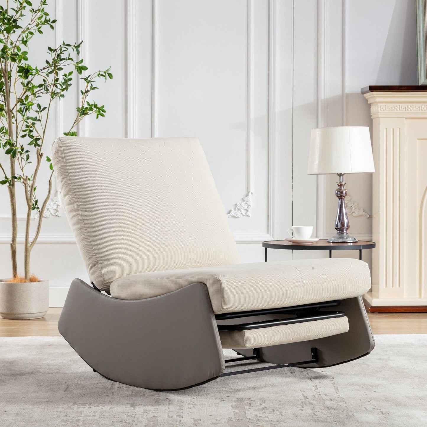 Mecedora moderna reclinable, cómoda mecedora para guardería con reposapiés, sillón de lectura con acento, sillón tapizado para relajarse y descansar, mecedora suave y acolchada para sala de estar y dormitorio.