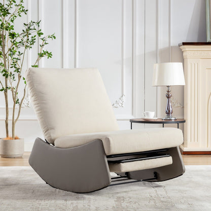Mecedora moderna reclinable, cómoda mecedora para guardería con reposapiés, sillón de lectura con acento, sillón tapizado para relajarse y descansar, mecedora suave y acolchada para sala de estar y dormitorio.