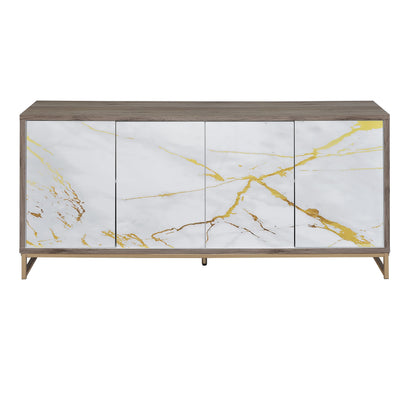 Paavan - Mueble consola - Blanco / ChampánChampagne