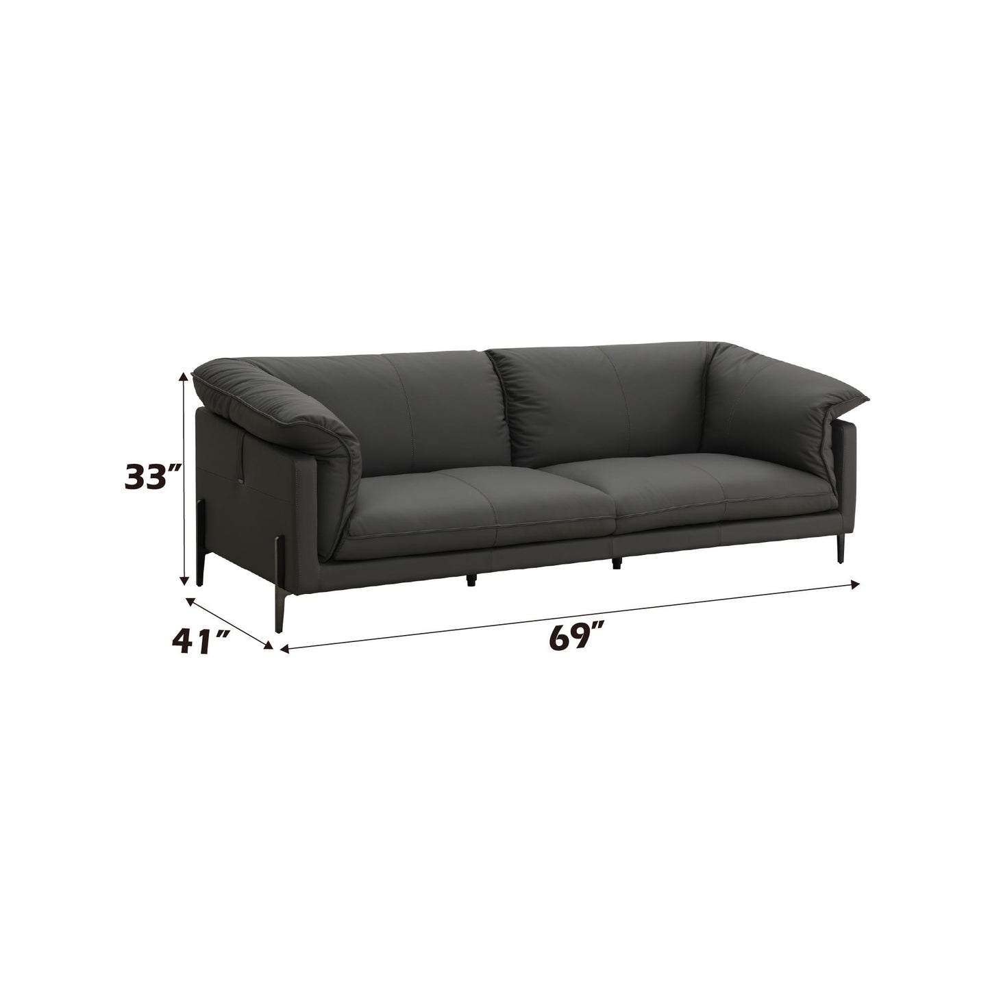 Tadi - Loveseat de cuero de grano superior - Negro