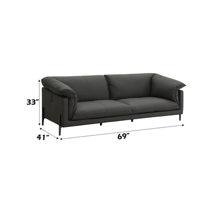 Tadi - Loveseat de cuero de grano superior - Negro