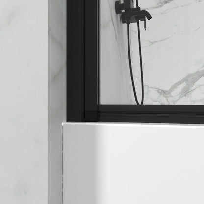 Mampara de bañera con puerta de ducha pivotante de 180° - Negro