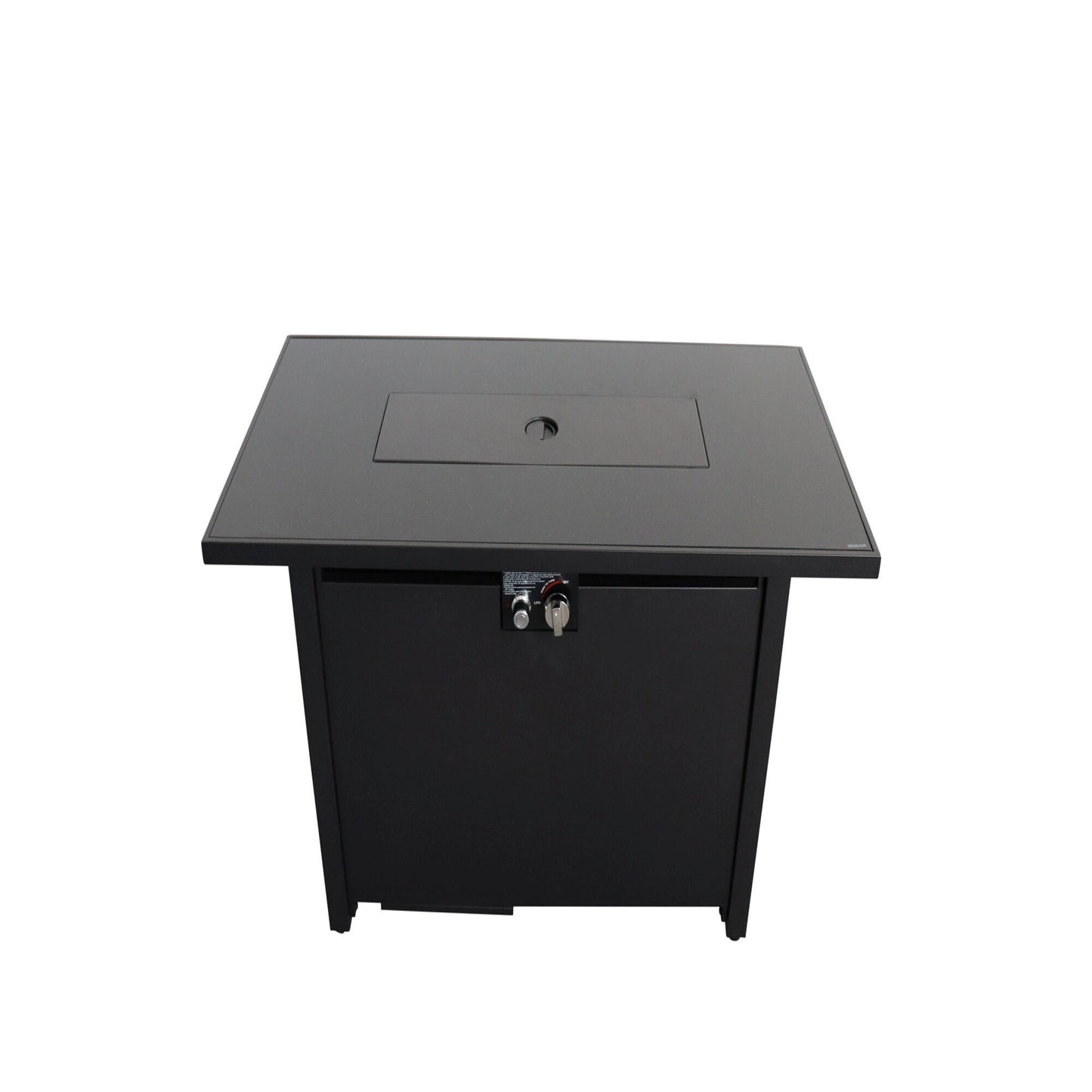 Mesa para fogata de exterior con tapa, diseño moderno, color negro