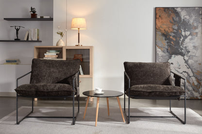 Sillón colgante tapizado con reposabrazos y estructura de metal (juego de 2), cojines de espuma y trenzado hipoalergénico para sala de estar y dormitorio.