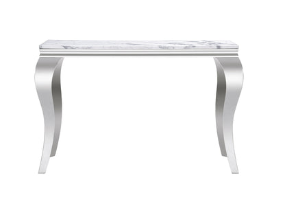 Marble Printed Rectangular Table, Stainless Steel Legs