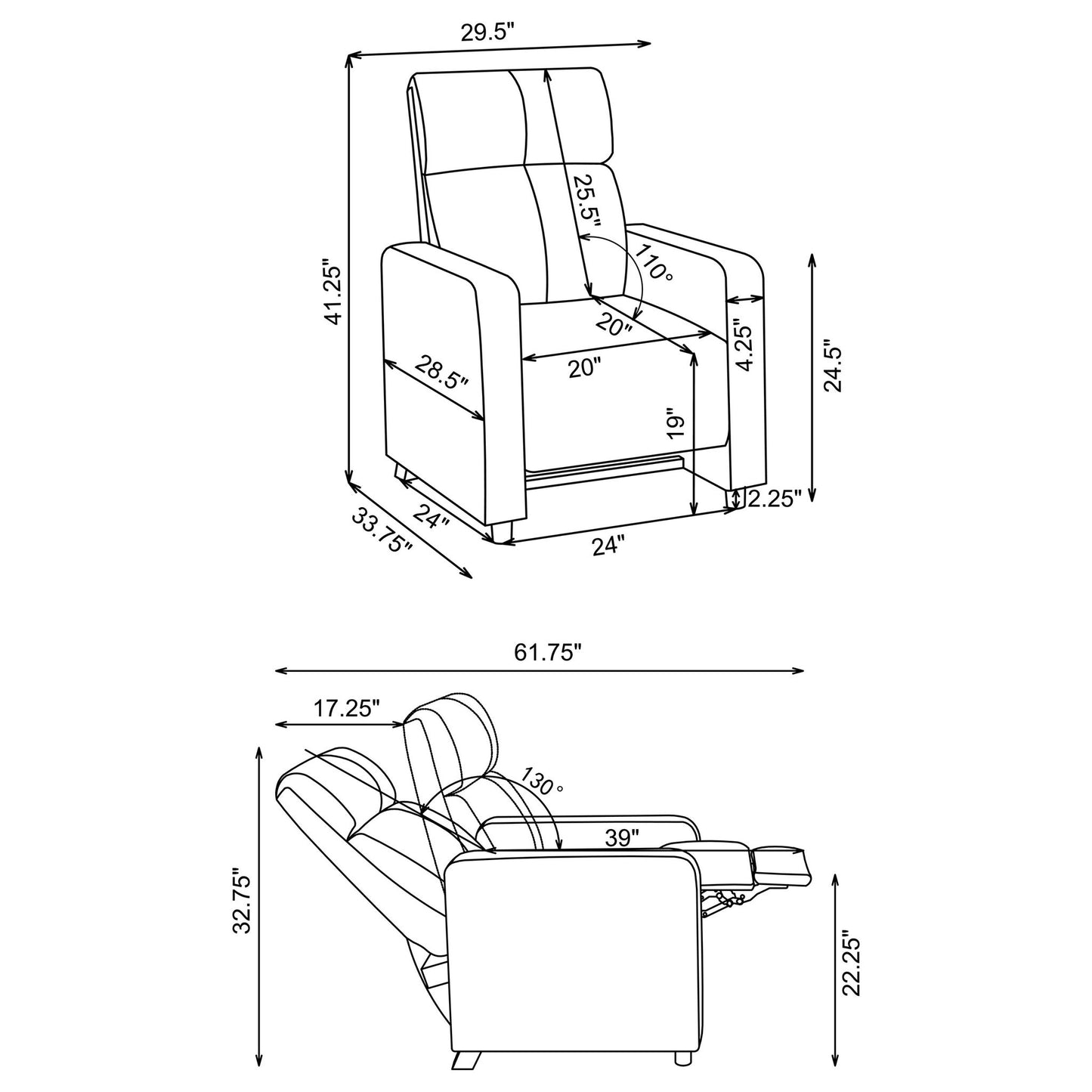 Warren - 5 Seater Home Theater With 4 Wedge Consoles Recliners And Storage Consoles - Black