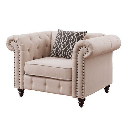 Aurelia - Silla de lino con cojín - Beige