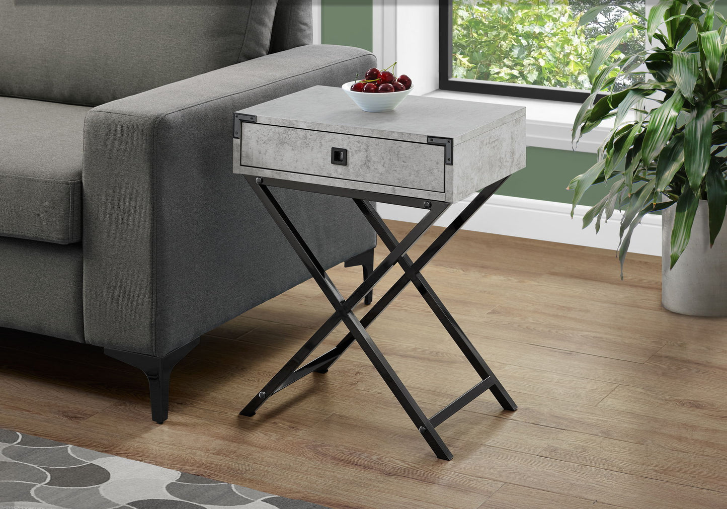 Mesa auxiliar con acento, cajón de almacenamiento, diseño elegante, contemporáneo y moderno.