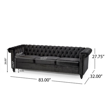 Chesterfield Style 3 Seater Sofa With Deep Button Tufting