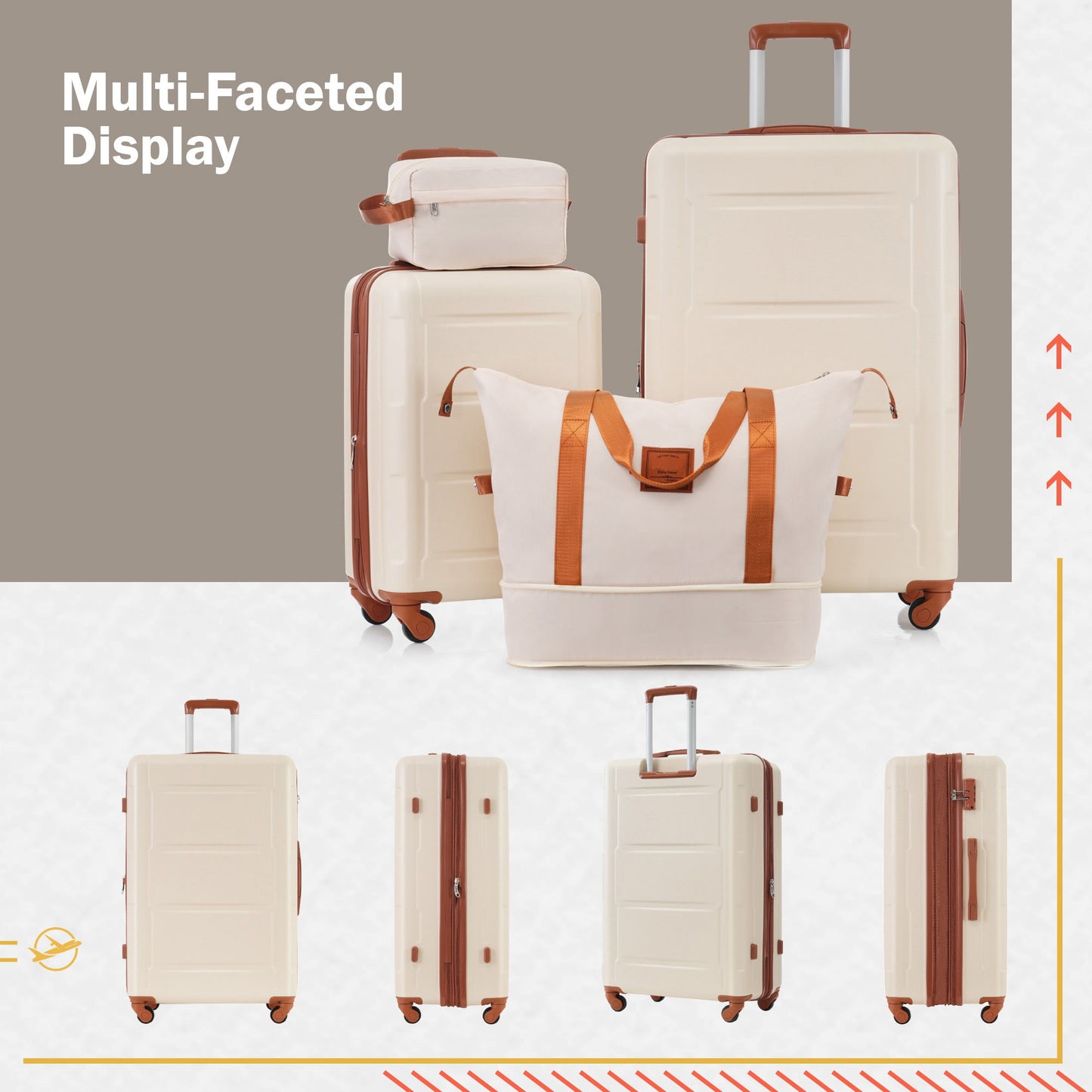 Juego de 2 maletas con ruedas giratorias extensibles, maleta ligera de ABS con cerradura TSA de 20"/28"