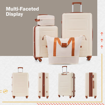 Juego de 2 maletas con ruedas giratorias extensibles, maleta ligera de ABS con cerradura TSA de 20"/28"