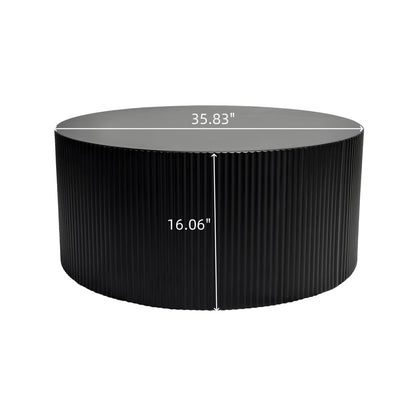 Modern Wave Stripe Round Coffee Table With Spacious Top