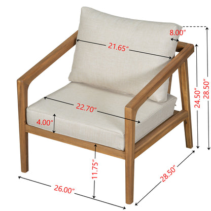 Westin - Outdoor Acacia Wood 4 Pieces Chat Set - Teak / Beige