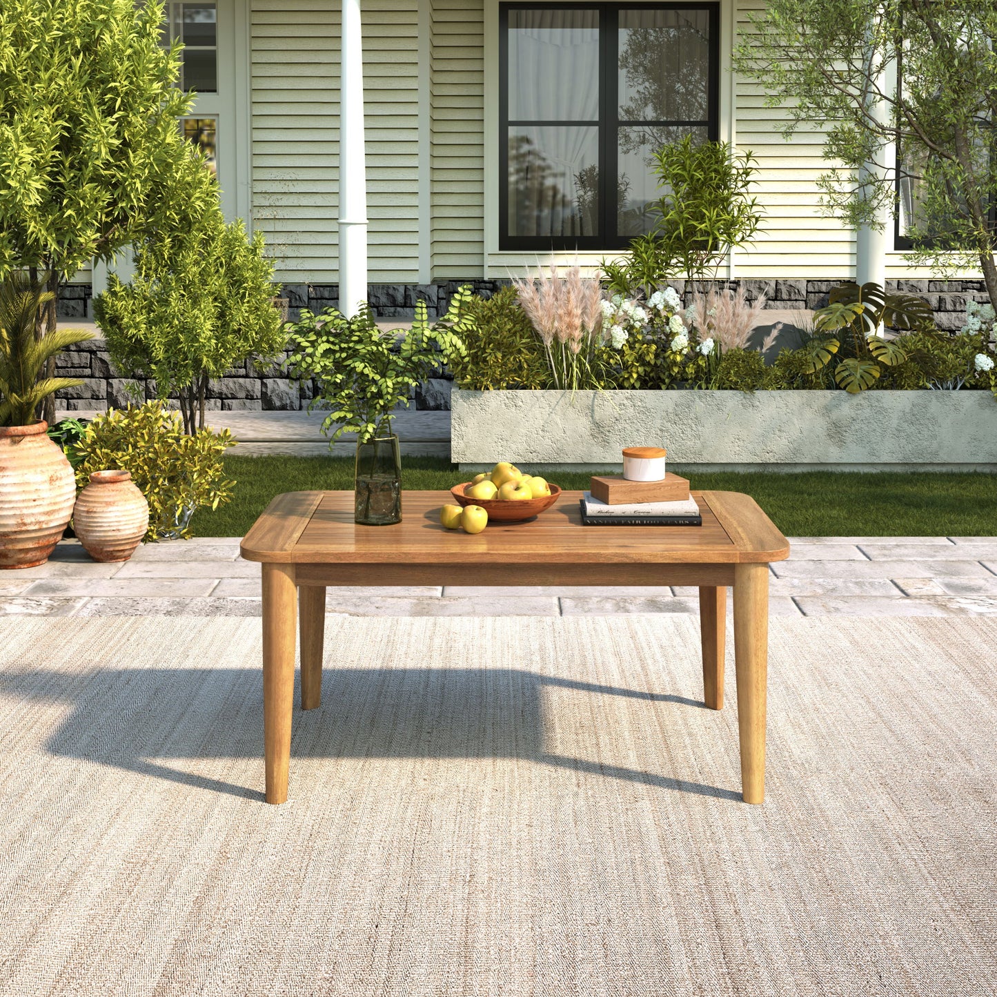 Westin - Outdoor Acacia Wood Coffee Table - Teak / Beige