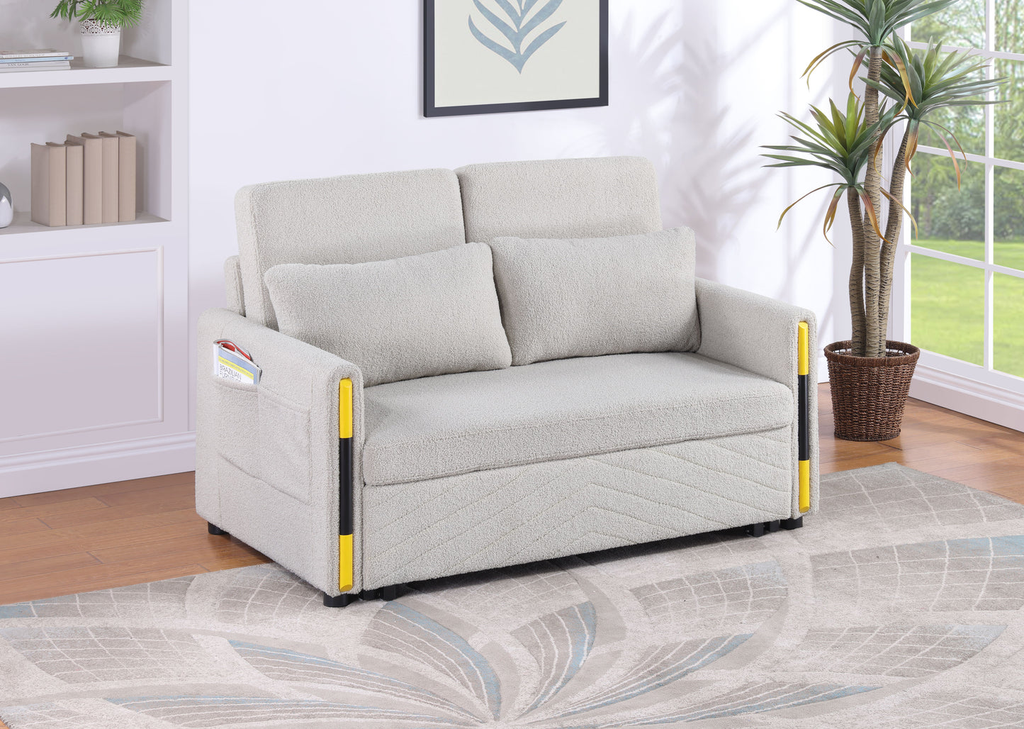 Percy - Sofá cama de dos plazas de terciopelo con diseño de doble tirador 