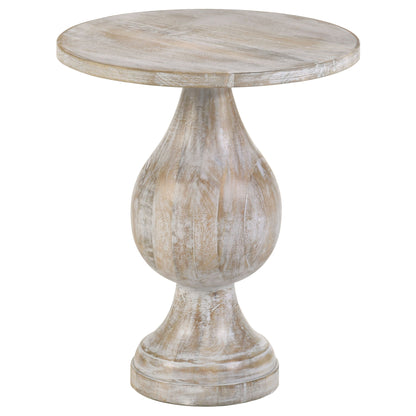 Pedestal Accent Table Elegant Round Top Table - Ivory