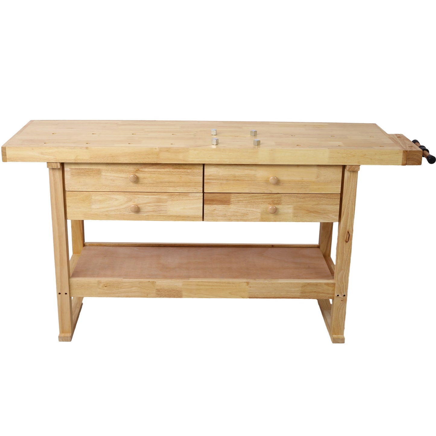 Banco de trabajo de madera con 4 cajones para garaje, taller y hogar - Natural