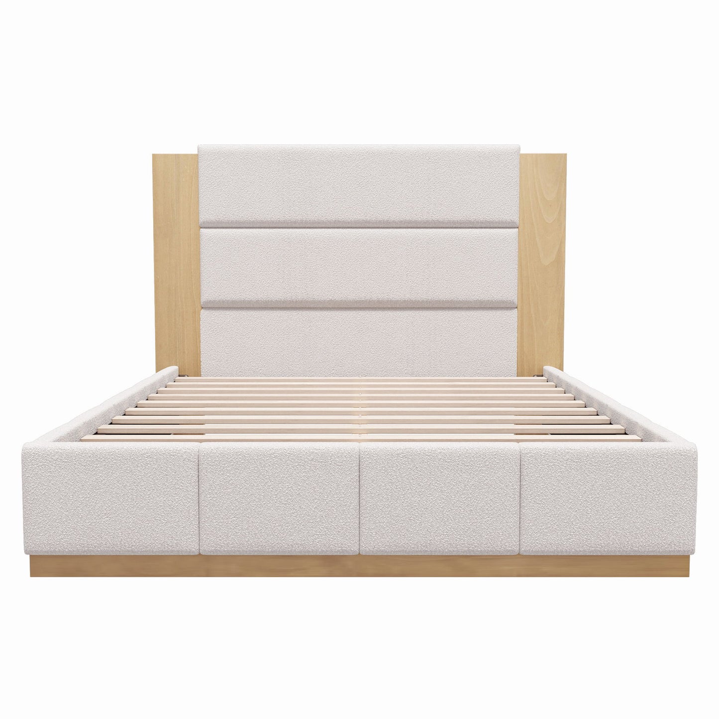 Modern Upholstered Platform Bed With Extended Headboard