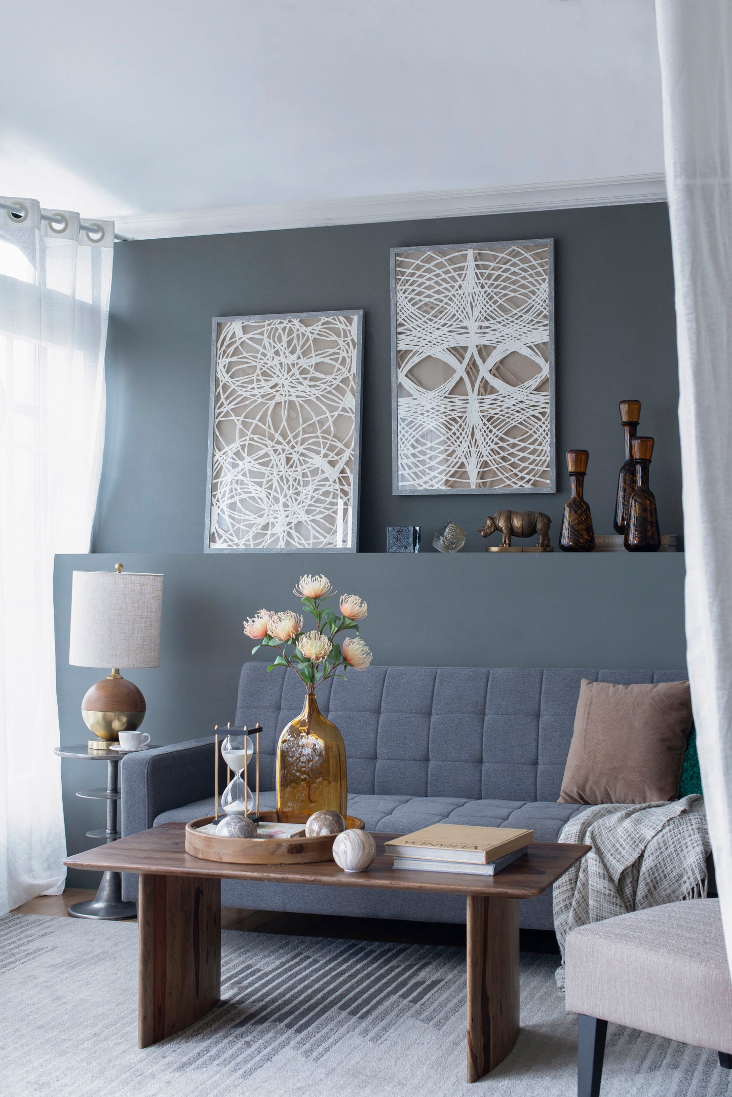 Decoración de pared con forma de hoja (juego de 2) - Blanco/Gris