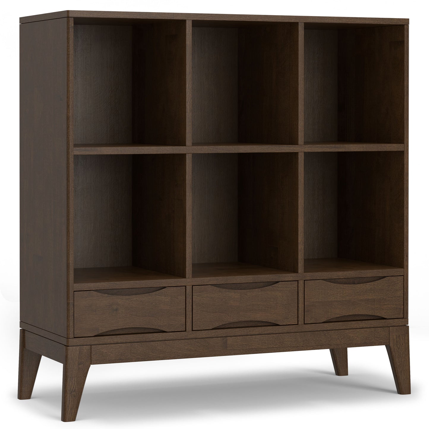 Harper - Mueble de almacenaje bajo de 6 cubos con cajones - Marrón nogal