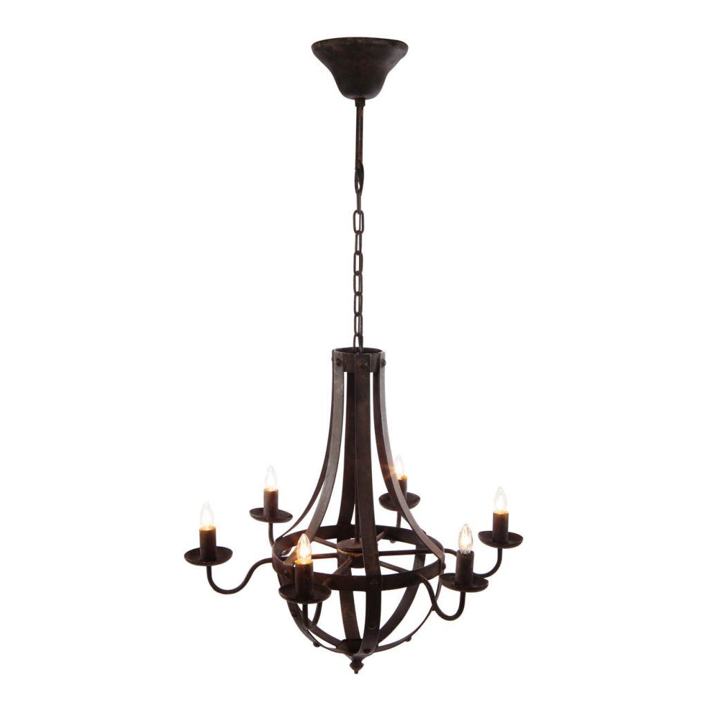 Lámpara de araña de metal de 6 luces, lámpara colgante con cadena ajustable para cocina, bombilla no incluida, color negro