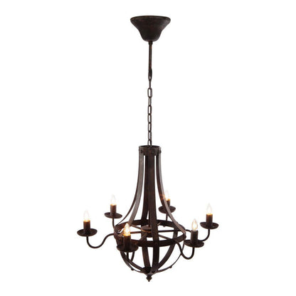 Lámpara de araña de metal de 6 luces, lámpara colgante con cadena ajustable para cocina, bombilla no incluida, color negro