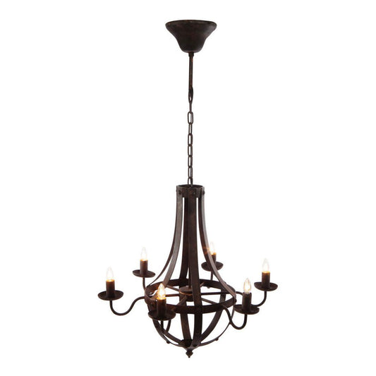 Lámpara de araña de metal de 6 luces, lámpara colgante con cadena ajustable para cocina, bombilla no incluida, color negro