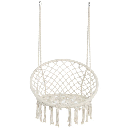 Macrame Hanging Hammock Chair, Rope Swing For Indoor And Outdoor Use