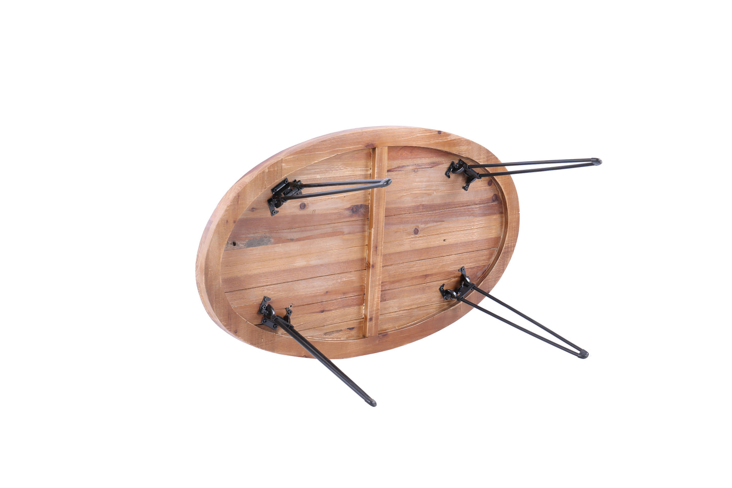 Mesa de cóctel plegable ovalada de madera recuperada natural para tu sala de estar - Natural