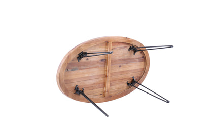 Mesa de cóctel plegable ovalada de madera recuperada natural para tu sala de estar - Natural