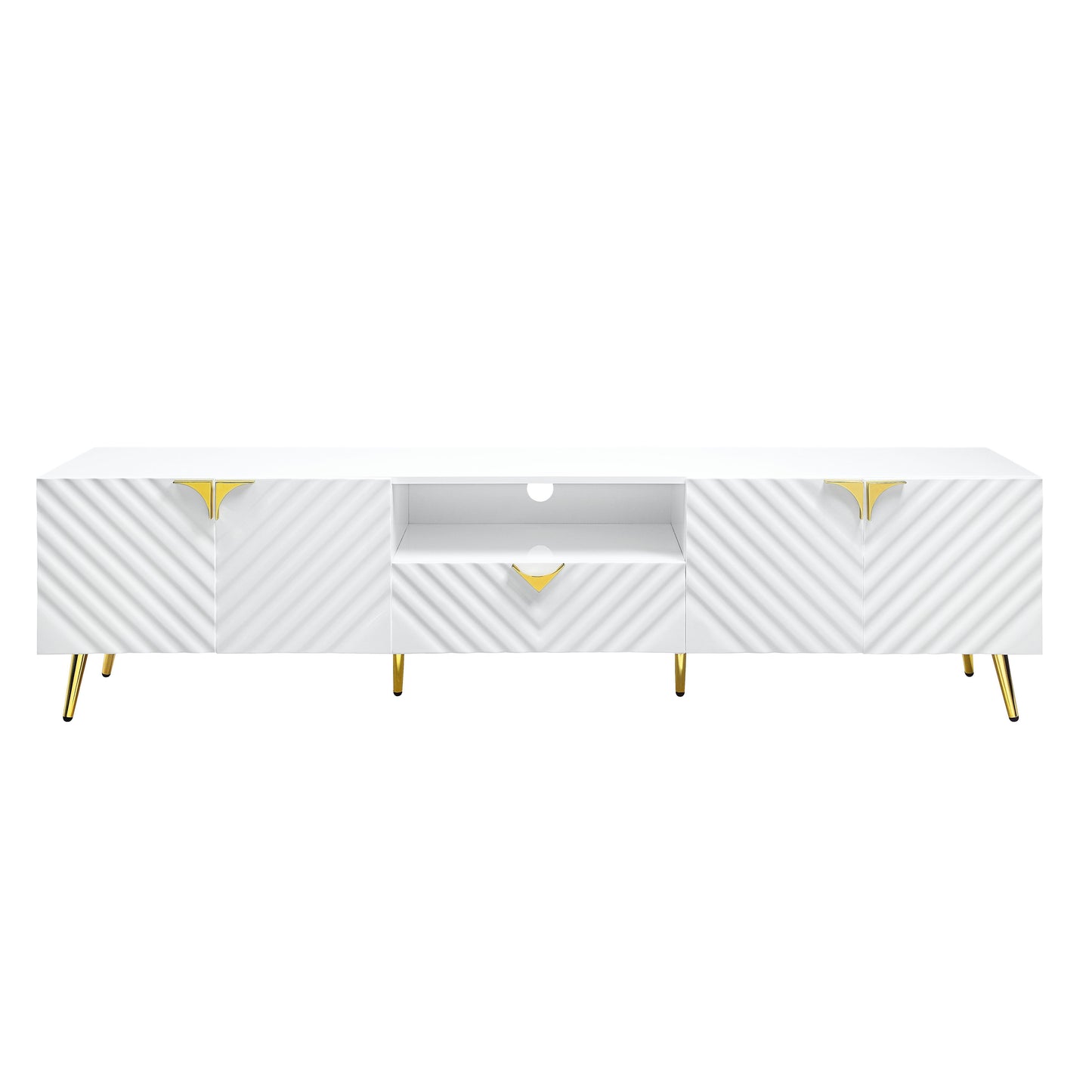 Gaines - Soporte para TV de alto brillo - Blanco