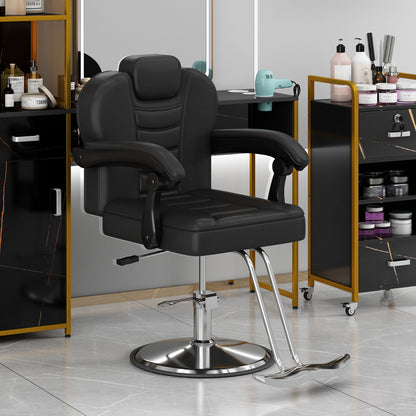 Sillón reclinable clásico para peluquero, con bomba hidráulica de alta resistencia y rotación de 360°, ideal para tatuajes, champú y salón de belleza, con carga máxima de 150 kg.