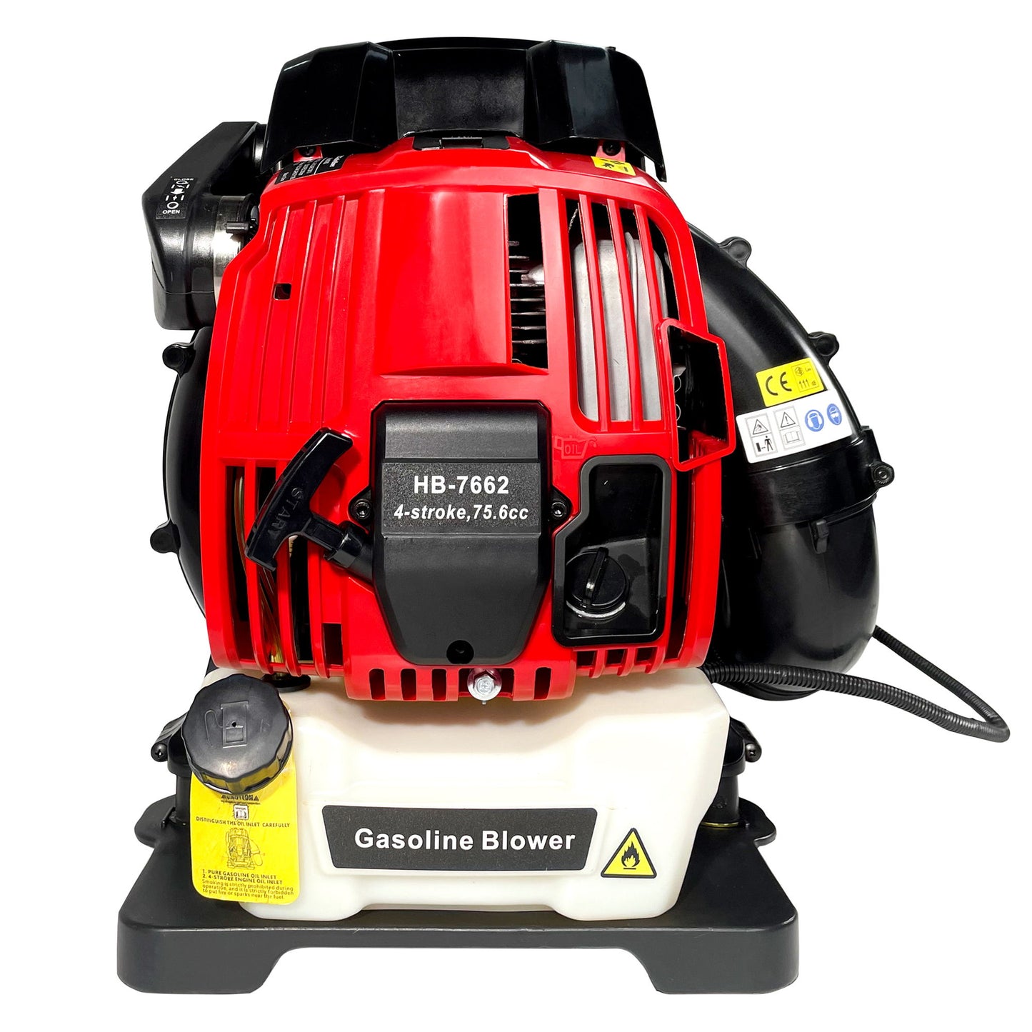 Soplador de hojas a gasolina de mochila, 76 cc, 660 cfm, 200 mph, 4 tiempos, refrigeración por aire, soplador de césped a gasolina de mochila, soplador de nieve, compatible con la EPA, color rojo