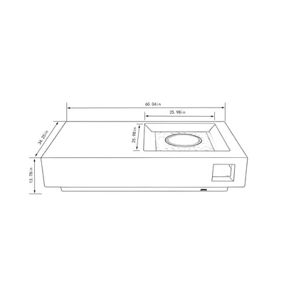 Propane Gas Fire Pit Table, 50000 Btu, Rectangular For Outside - Light Gray