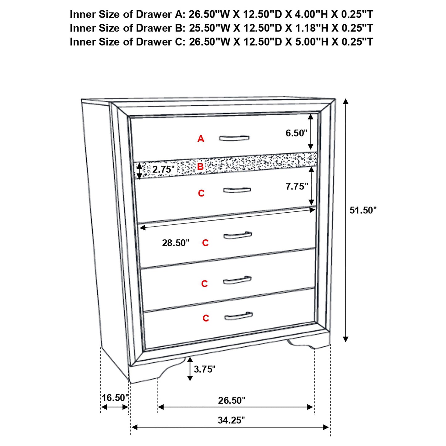 Annie - 6 Drawer Bedroom Chest
