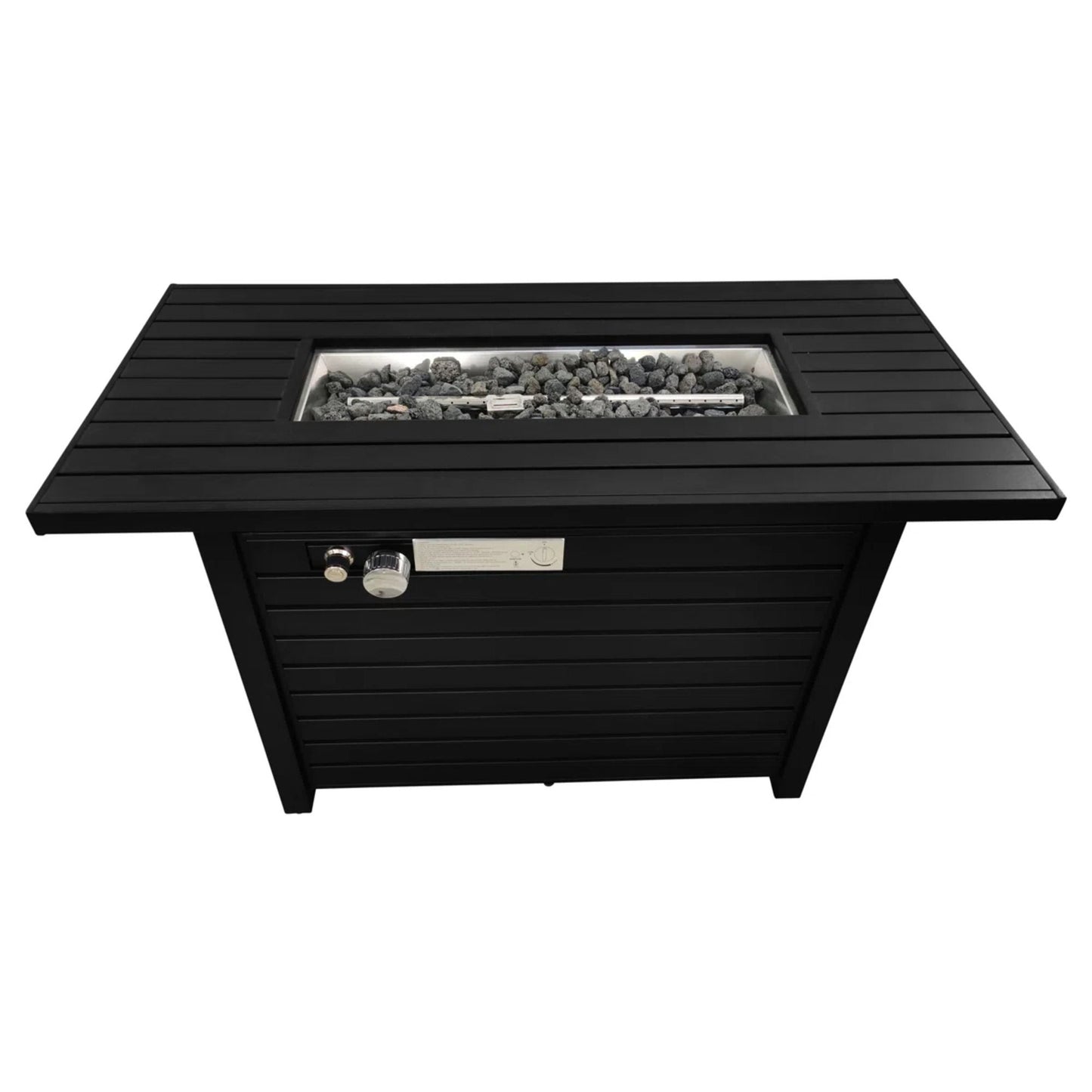 Mesa para fogata de exterior con tapa, construcción duradera, color negro