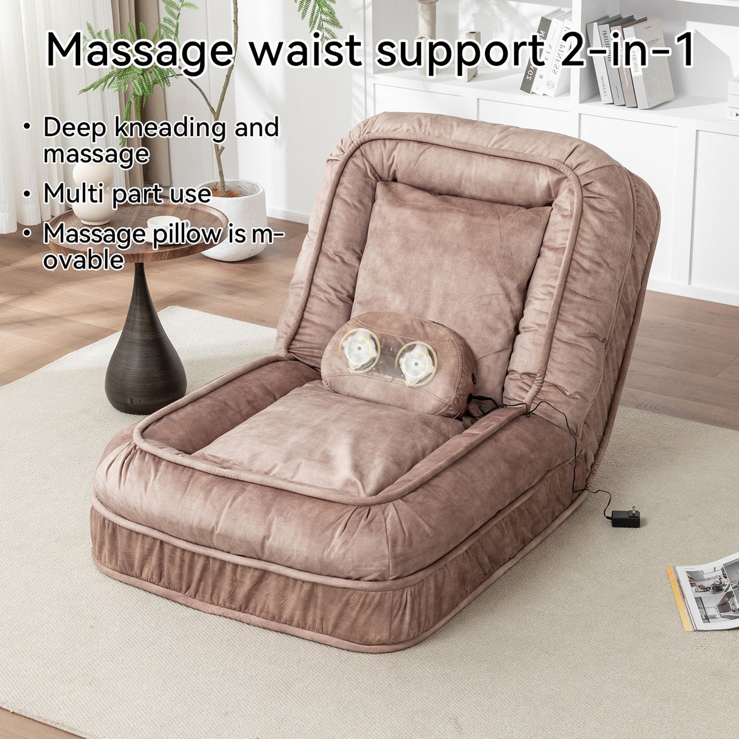 Upholstered Human Dog Bed And Pets, Bean Bag Floor Sofa With Massage Pillow, 5 Adjustable Positions & 2 Soft Pillows