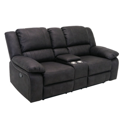 Reclining Console Loveseat - Black