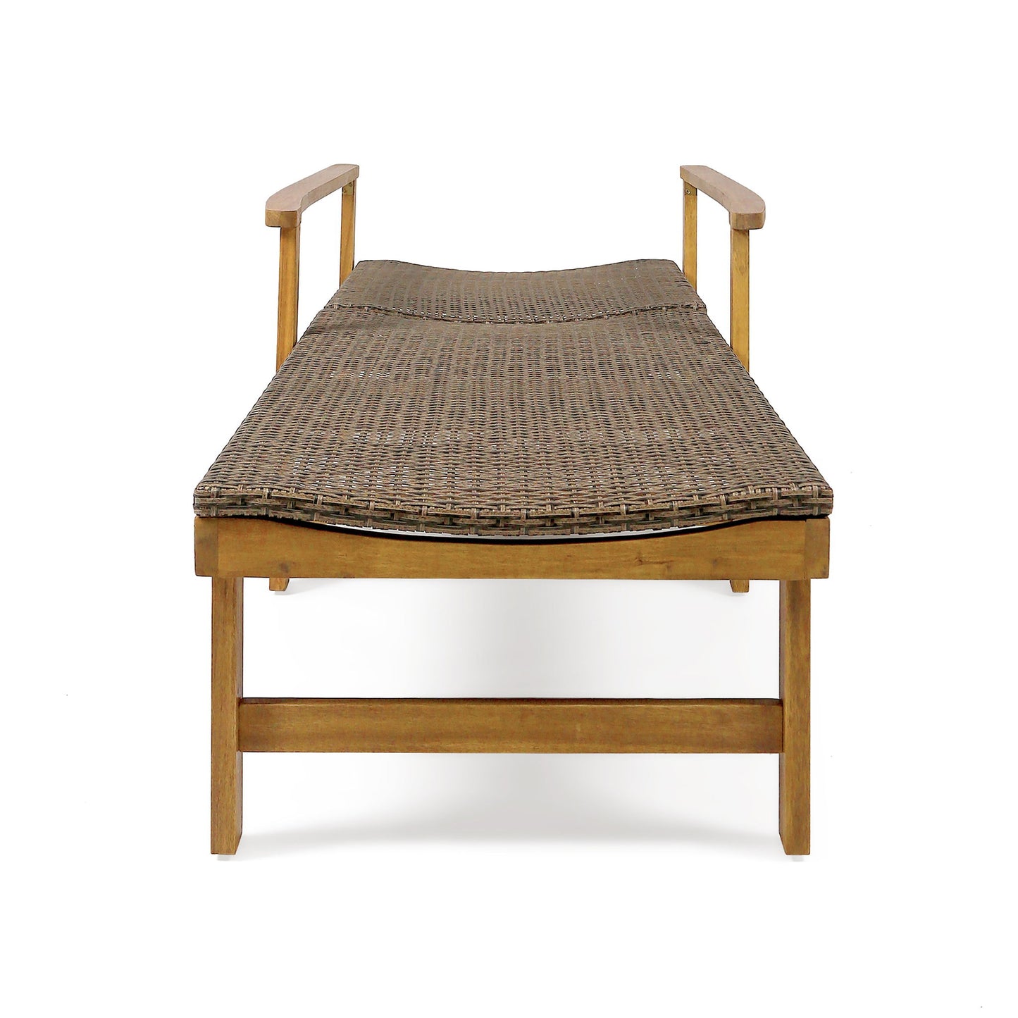 Hampton - Style Wood And Wicker Chaise Lounge With Adjustable Features And Natural - Natural
